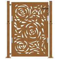 Градинска порта 100x125 см, изветряща стомана, дизайн с пламък