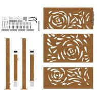 Градинска порта 100x125 см, изветряща стомана, дизайн с пламък