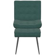 Релакс стол с табуретка, тъмнозелен, кадифе