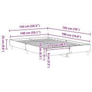 Рамка за легло без матрак опушен дъб 140x190 см инженерно дърво