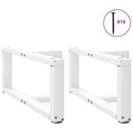 Крака за масичка за кафе, Т-образни, 2 бр., бели, 70x25x(30-31) см, стомана