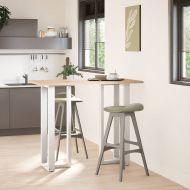 Крака за бар маса, Т-образни, 2 бр., бели, 40x35x(110-111) см, стомана