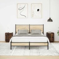 Нощни шкафчета с LED осветление 2 броя опушен дъб 38x34x50 cm