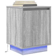 Нощни шкафчета с LED осветление 2 бр. сиво Сонома 38x34x50 см