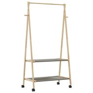 vidaXLL Стелаж за дрехи с рафтове и колела 96x45,5x155,5 cm Бамбук