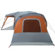 Семейна палатка с куполна веранда за 9 души, сива и оранжева