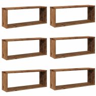 Wall Cube Shelves 6 pcs Old Wood 60x15x23cm Инженерна дървесина