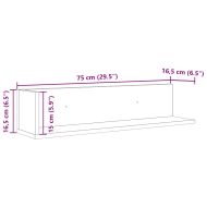 стенни рафтове 2 бр. бели 75x16,5x16,5 см