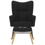 Люлеещ се стол с табуретка, черен, плат