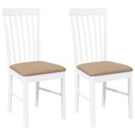 Трапезни столове с възглавници 2 бр Бяла масивна дървесина гума