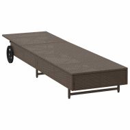 Шезлонг с колелца и шалте кафяв полиратан