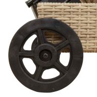 Шезлонг с колелца и шалте, бежов, полиратан