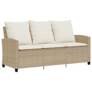 Градински диван с 3 седалки и възглавници&Маса Бежов поли ратан