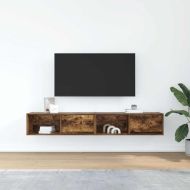 ТВ шкафове 2 бр Опушен дъб 80x31x25,5 см инженерно дърво