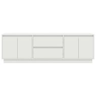 ТВ шкаф с LED осветление, бял, 160,5x41x50 см