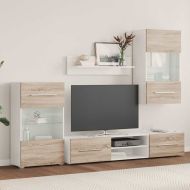 5 броя ТВ шкафове с LED Дъб Сонома Инженерна дървесина