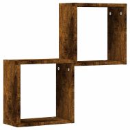 Стенни кубични рафтове 2 бр. опушен дъб 30x15x30 cм