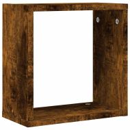 Стенни кубични рафтове 2 бр. опушен дъб 30x15x30 cм