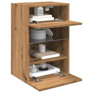 Стенни шкафове с LED светлини за телевизор, 2 бр, дъб артизан, 40x30x60,5 см