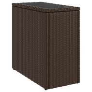 Градинска маса със стъклен плот kафяв 58x27,5x55 см полиратан