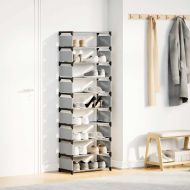 стелаж за обувки на 10 етажа, сив 54x28x158 см, нетъкан текстил