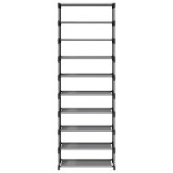 стелаж за обувки на 10 етажа, сив 54x28x158 см, нетъкан текстил