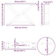 Крака за масичка за кафе, 2 бр., антрацит, 50x(30-31,3) см, стомана