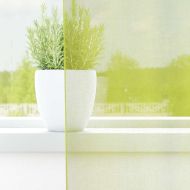 Пердета от воал с втулки, 2 бр, ябълково зелено, 140x260 см