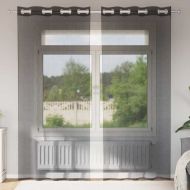 Пердета от воал с втулки, 2 бр, черно, 140x245 см