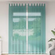 Пердета от воал с прът джобове, 2 бр, тюркоаз