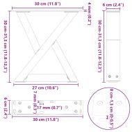 Крака за масичка за кафе, 2 бр., антрацит, 30x(30-31,3) см, стомана