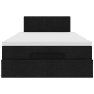 Османска легло с матрак, черно, 120x190 см, плат