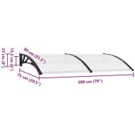 Навес за врата черно и прозрачно 200x75 см PC