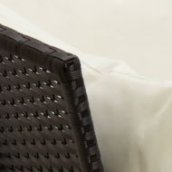 Градински диван с възглавници, черен полиратан