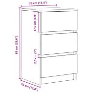 Нощно шкафче с 3 чекмеджета, бетонно сив, 39x35x65 см
