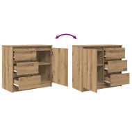 Бюфет с чекмеджета, дъб артизан 71x35x65 см Инженерна дървесина