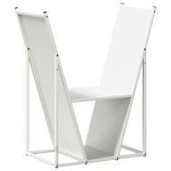 Стойка за дърва, бяла, 69,5x35x81 см, студеновалцувана стомана