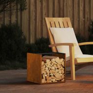 Стойка за дърва за огрев 40x40x40 см Патинираща стомана