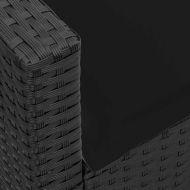 5-местен градински диван с възглавници, черен, полиратан