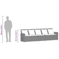 5-местен градински диван с възглавници, черен, полиратан