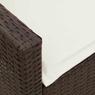 5-местен градински диван с възглавници, кафяв, полиратан