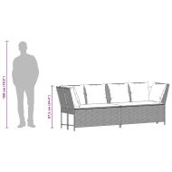 Градински диван с възглавници бежов полиратан