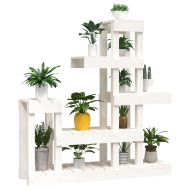 Поставка за цветя, бяла, 92x25x97 см, бор масив