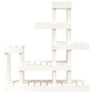 Поставка за цветя, бяла, 92x25x97 см, бор масив