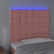 LED горна табла за легло, розова, 80x5x118/128 см, кадифе