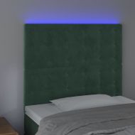 LED горна табла за легло, тъмнозелена, 80x5x118/128 см, кадифе