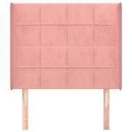 Горна табла за легло с уши, розова, 93x16x118/128 см, кадифе
