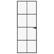 Интериорна врата черна 76x201,5 см закалено стъкло и алуминий