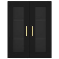 Стенни шкафове, 2 бр, черни, инженерно дърво