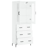 Висок шкаф, бял, 69,5x34x180 см, инженерно дърво